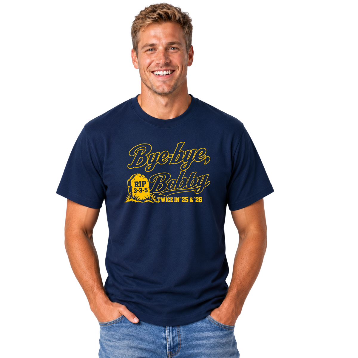 RIP Bobby T-Shirt & FREE Koozie! (Navy)