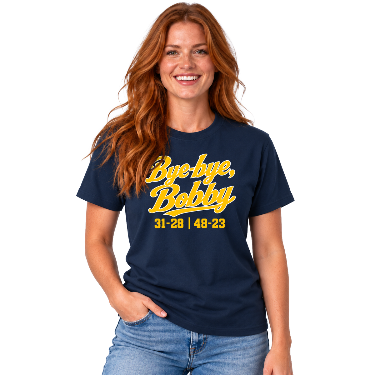 Bye-Bye Bobby T-Shirt & FREE Koozie! (Navy)
