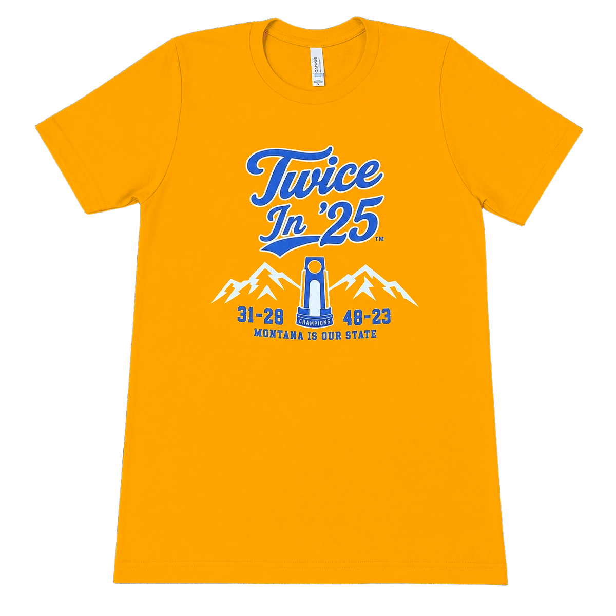 Twice In '25 Trophy T-Shirt & FREE Koozie! (Gold)